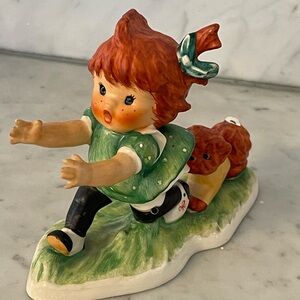 Vintage Hummel Collectible Figurine: “E-E-E-ek", Redhead Chased By Dog, Goebel